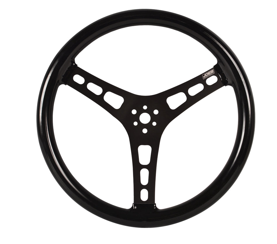 Joe's Racing Steering Wheel 15in Blk Dished Rubber Coated