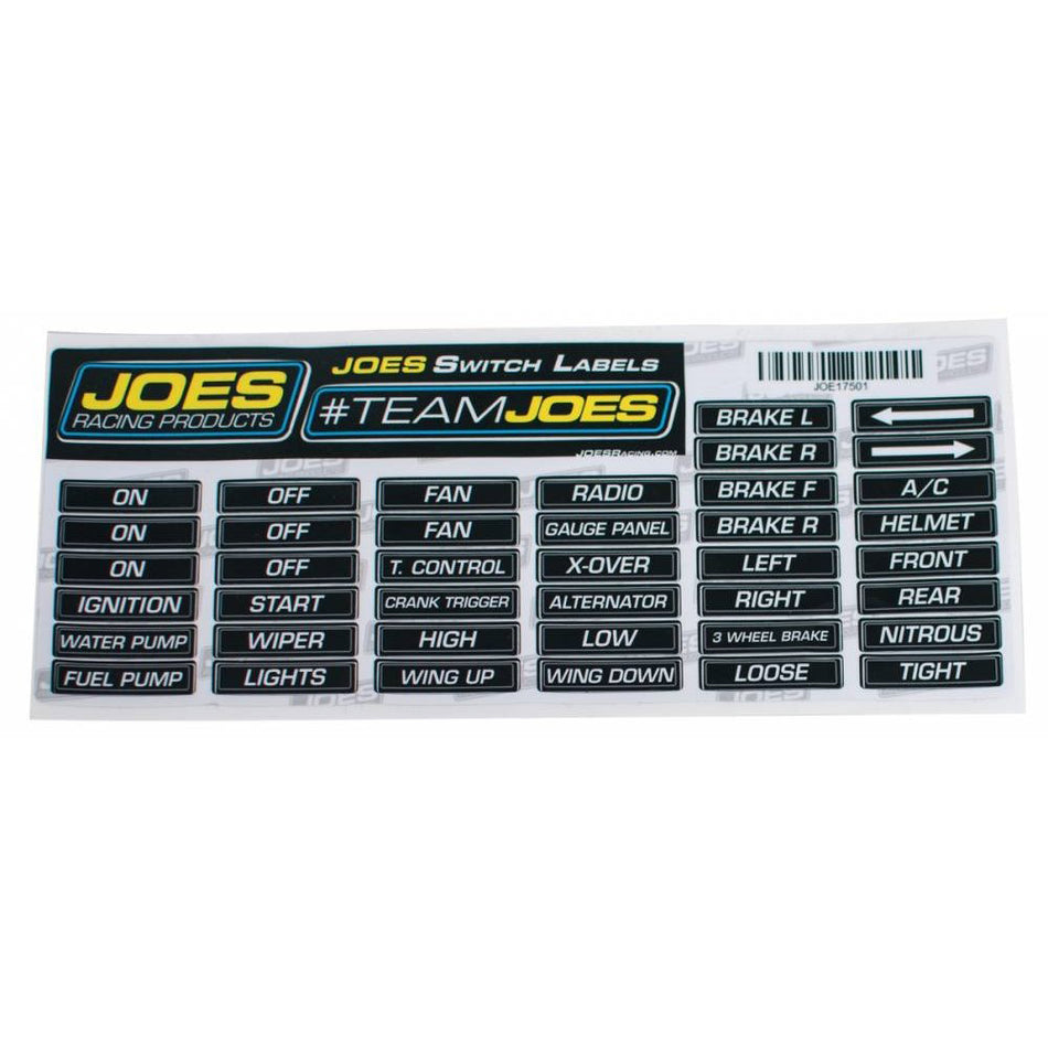 Joe's Racing JOES Switch Panel Labels