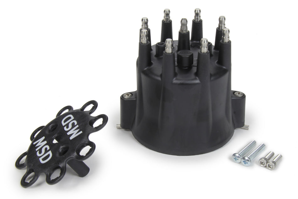 MSD Distributor Cap & Ret- Chevy V8 HEI- Black