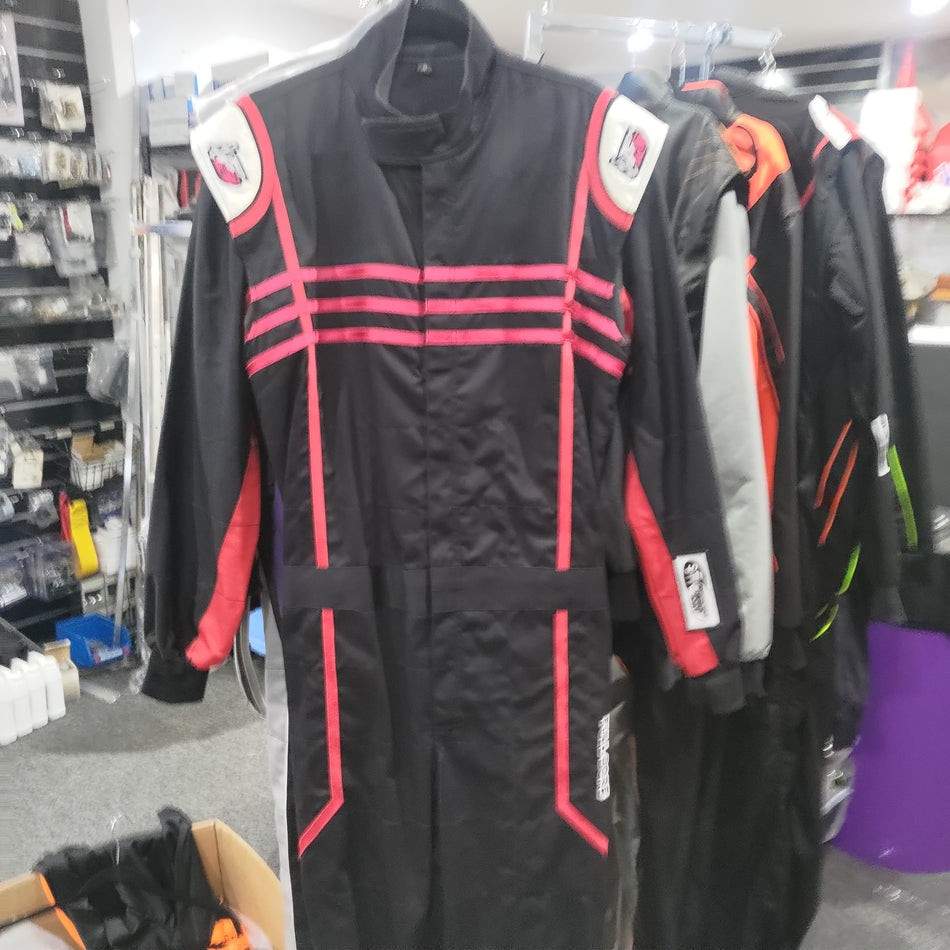 T3- BLK/RED FULL BORE SFI 3.2a/1 Single Layer Race Suit