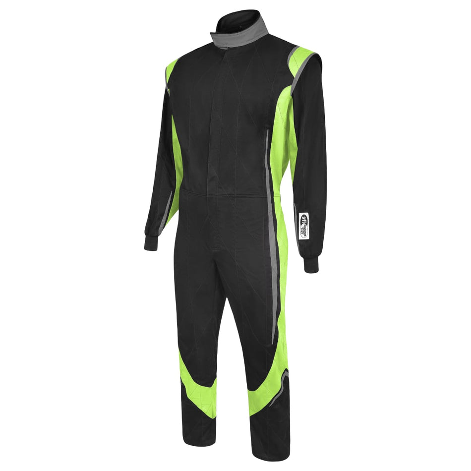 Black/Green- SJ15- FULL BORE SFI 3.2a/1 Single Layer Race Suit